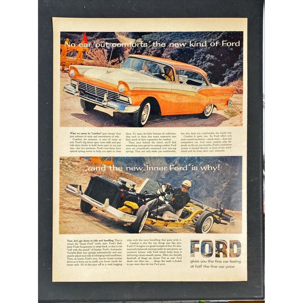Ford "Gives You the Fine Car Feeling at Half the Price" Vintage Print Ad 1957 - Picture 3 of 3